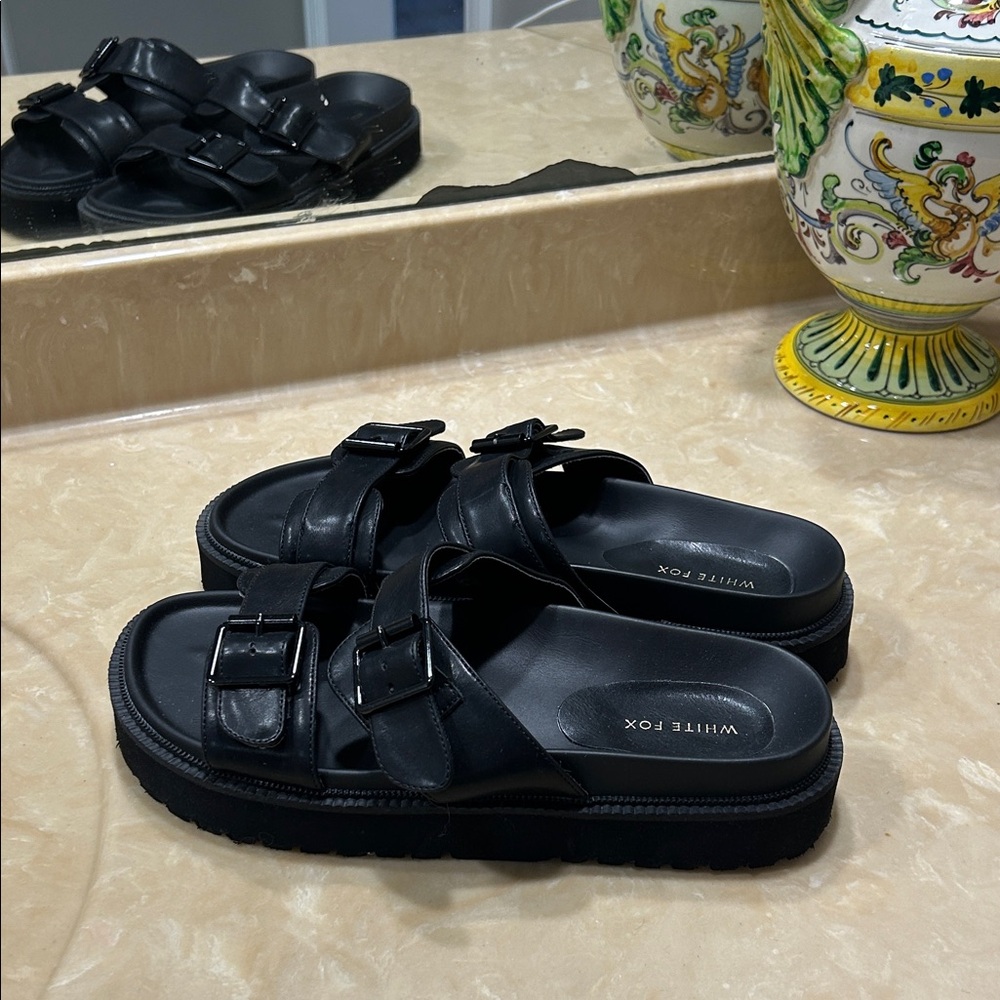 White Fox Boutique Black Buckle Sandals